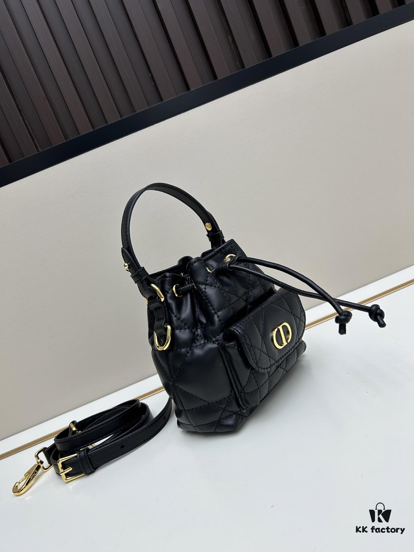 Dior Caro Mini Bucket Bag in Black Lambskin from the 2025 Fall Collection