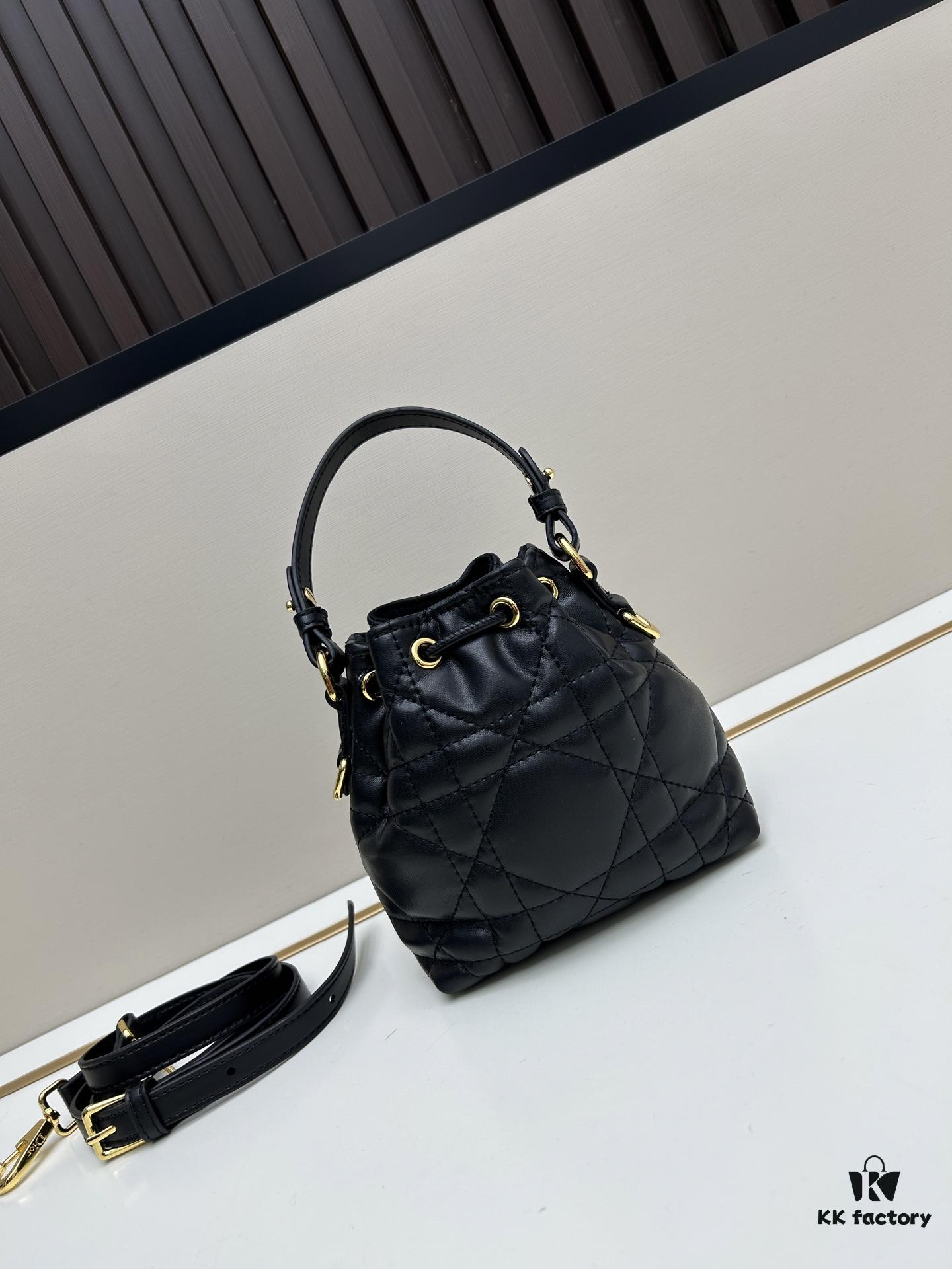 Dior Caro Mini Bucket Bag in Black Lambskin from the 2025 Fall Collection