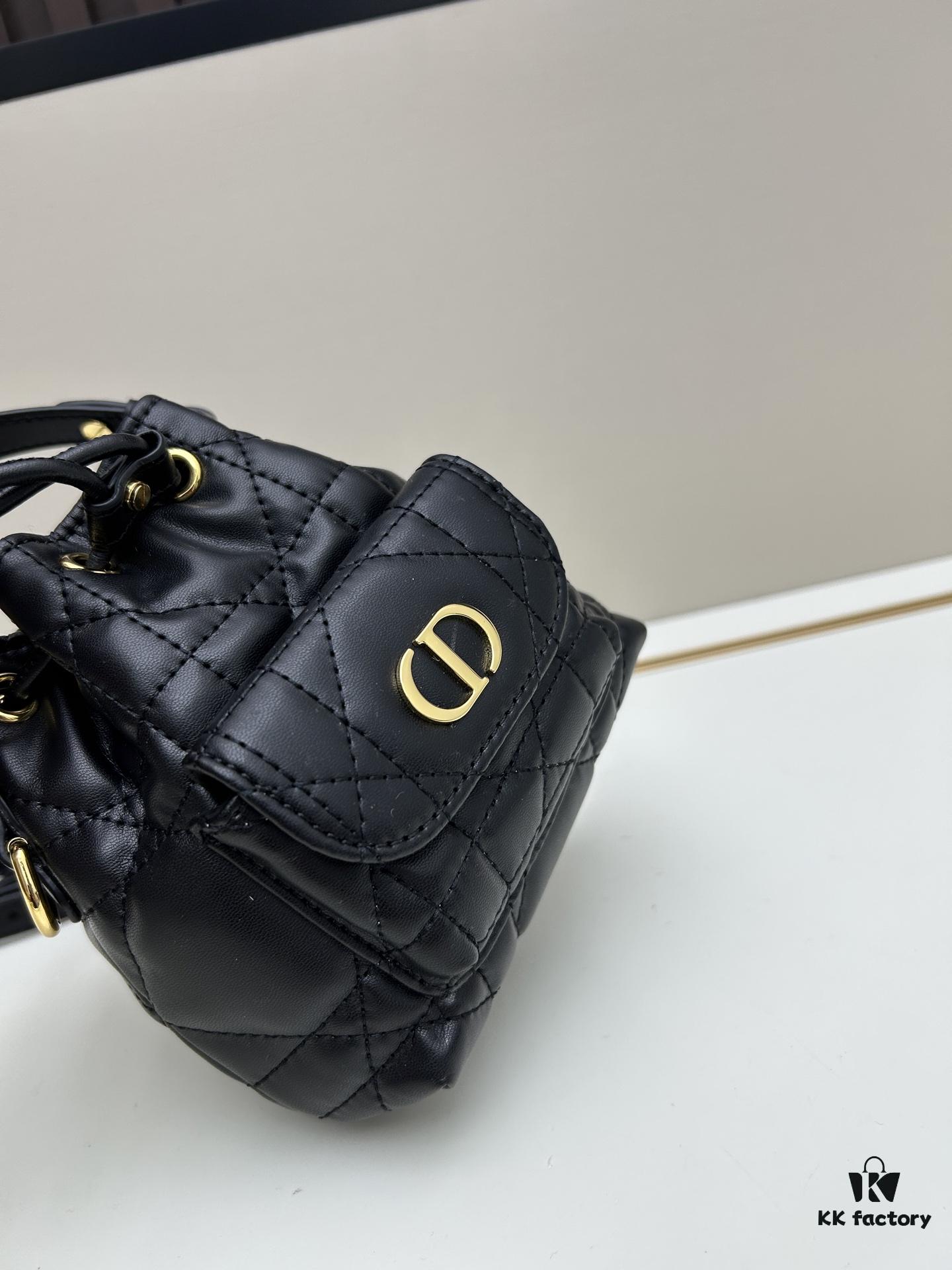 Dior Caro Mini Bucket Bag in Black Lambskin from the 2025 Fall Collection