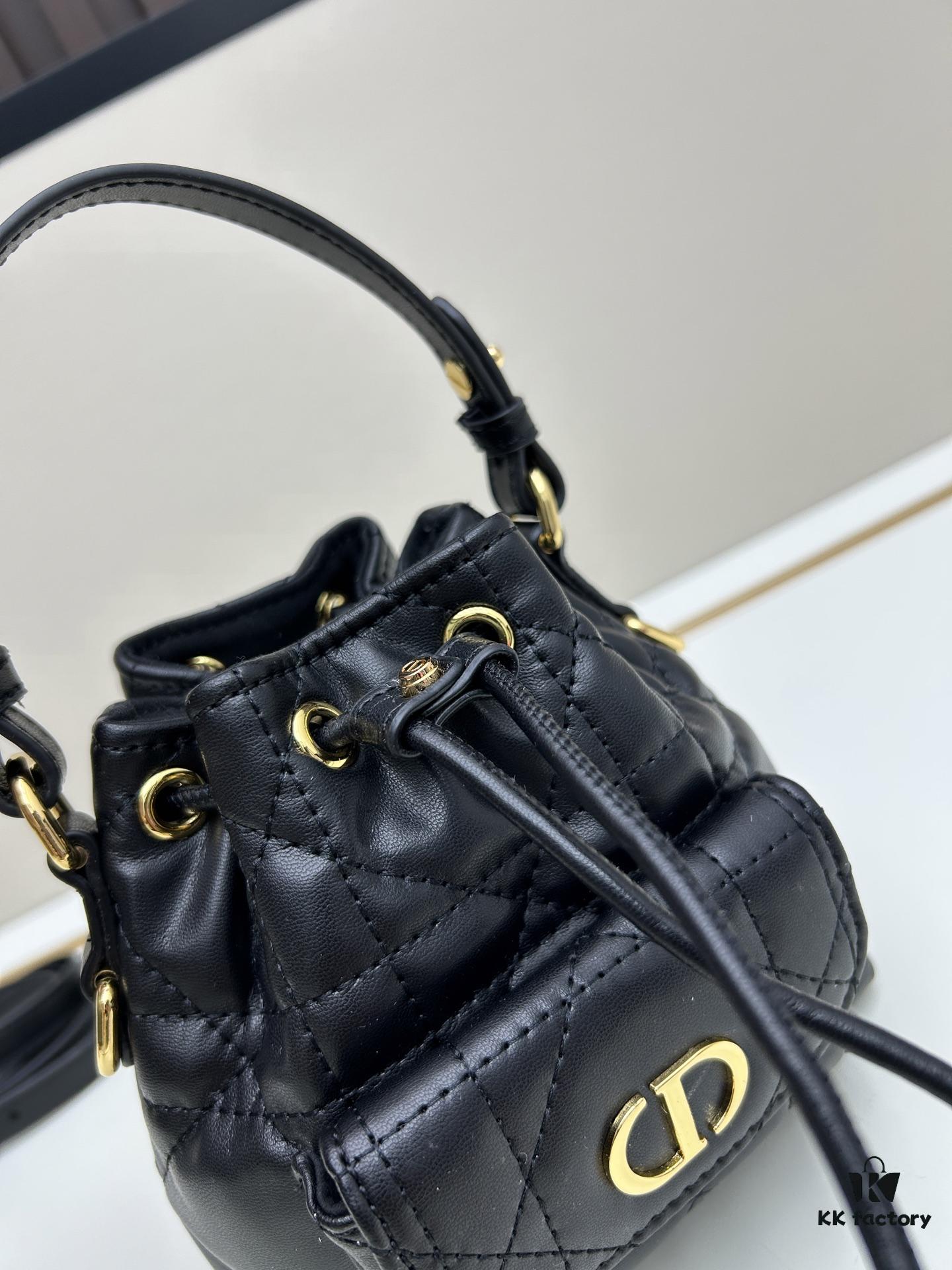 Dior Caro Mini Bucket Bag in Black Lambskin from the 2025 Fall Collection