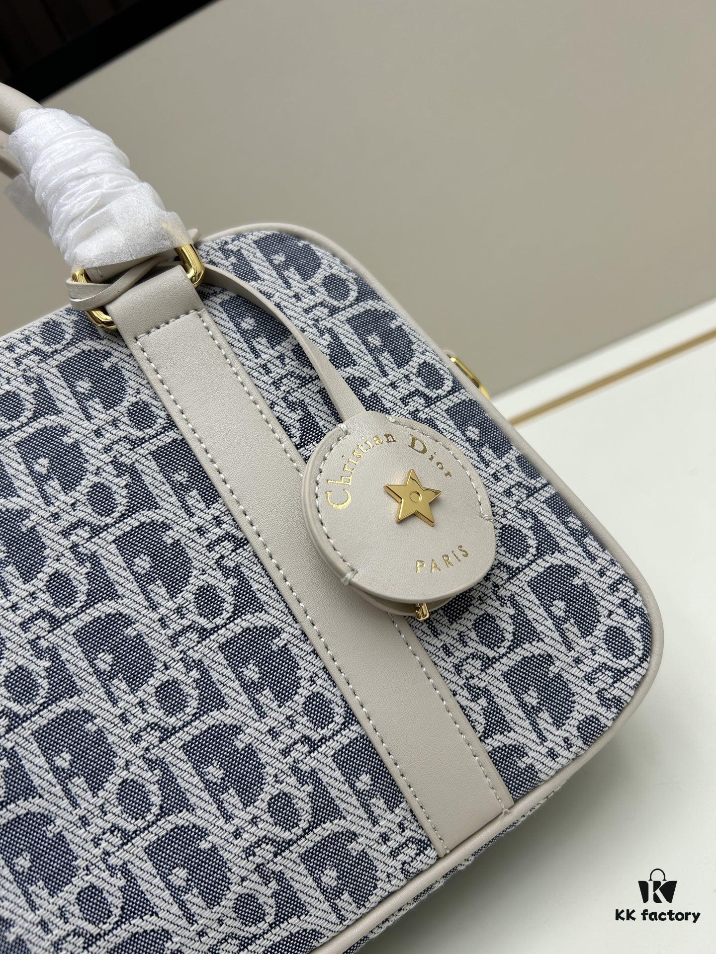 Small D-Vibe Bowling Bag in Blue Oblique Print