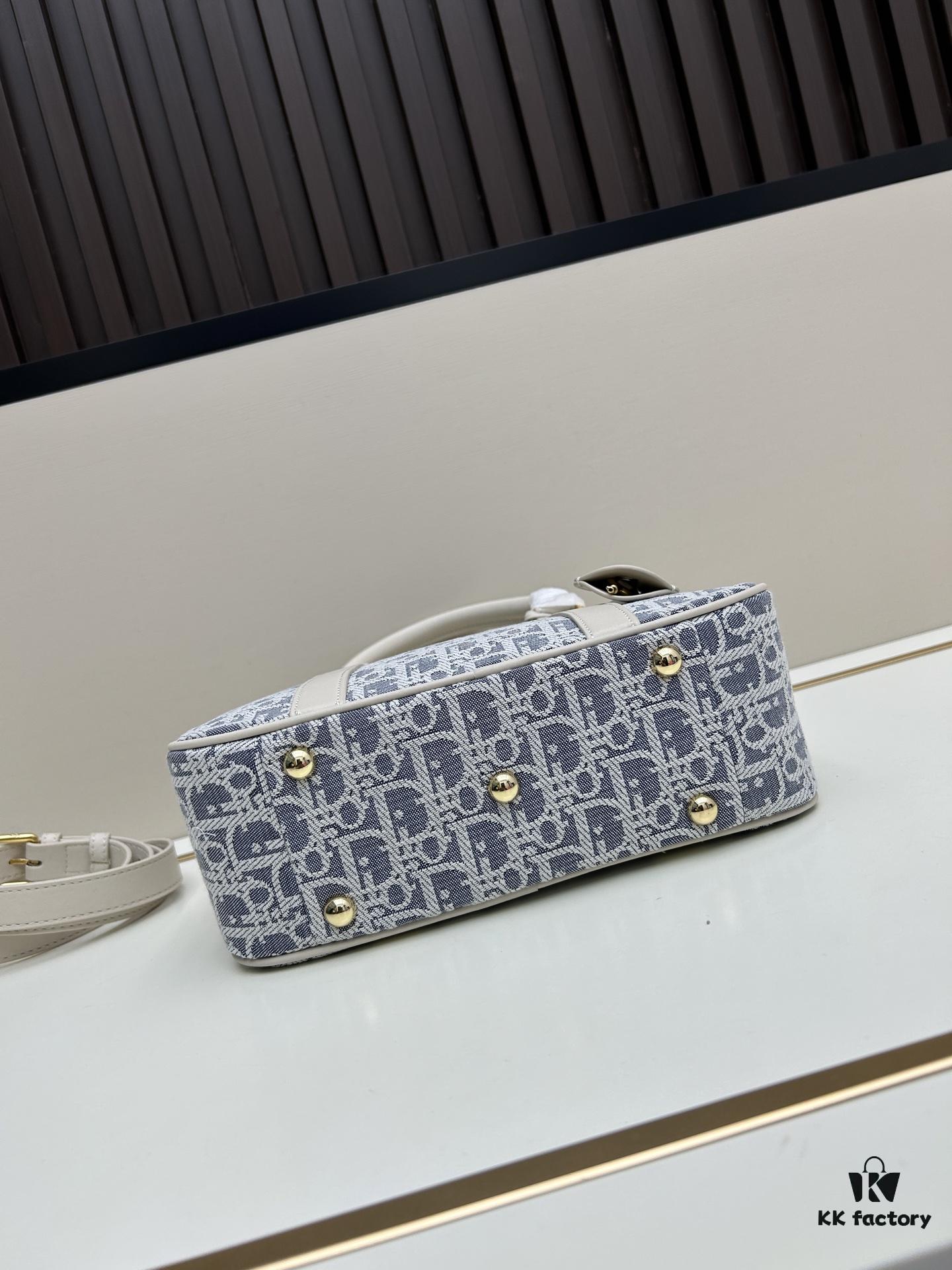 Small D-Vibe Bowling Bag in Blue Oblique Print