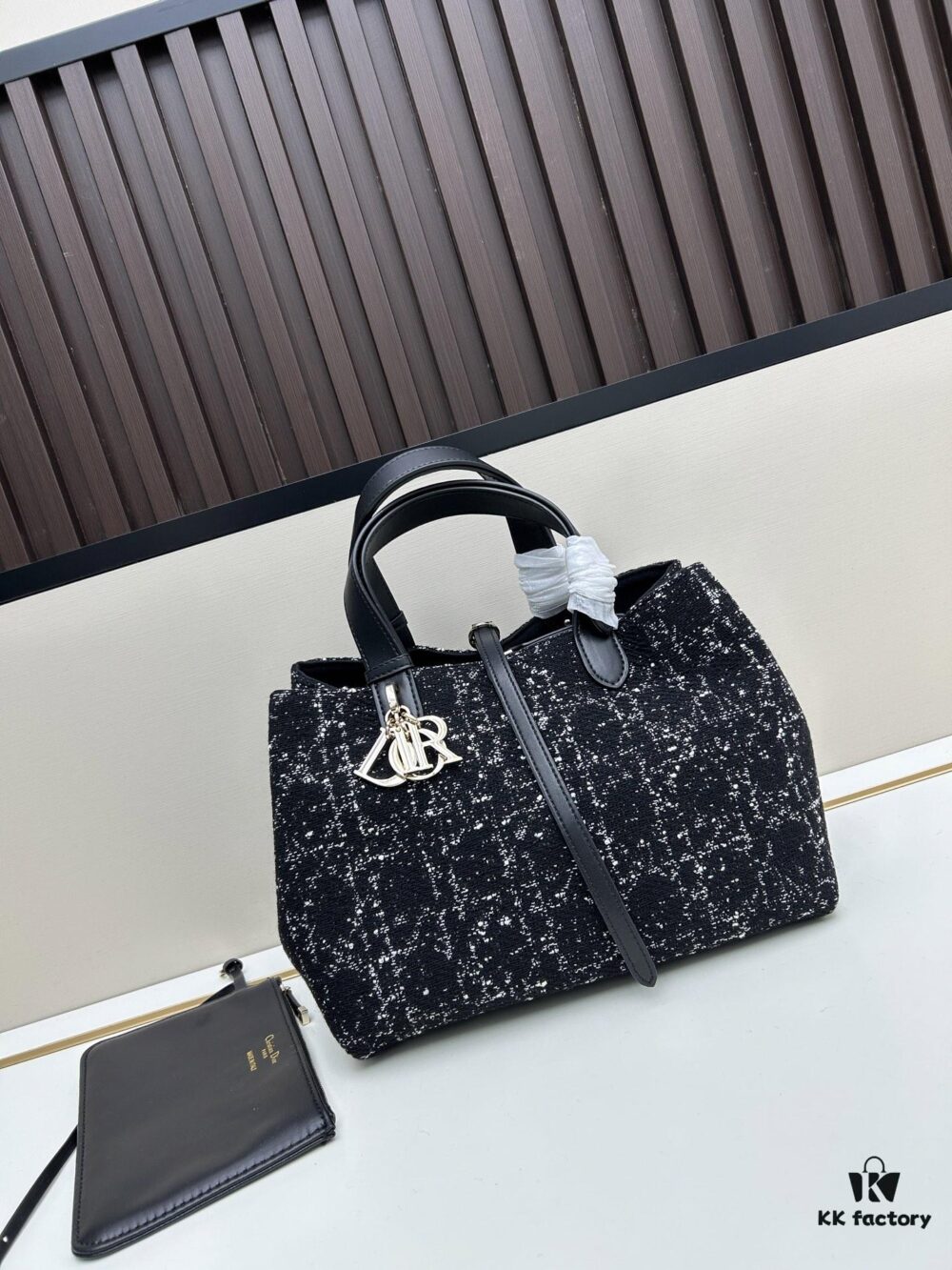 Medium Dior Toujours Bag in Black Calfskin with Cannage Stitching