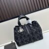 Medium Dior Toujours Bag in Black Calfskin with Cannage Stitching