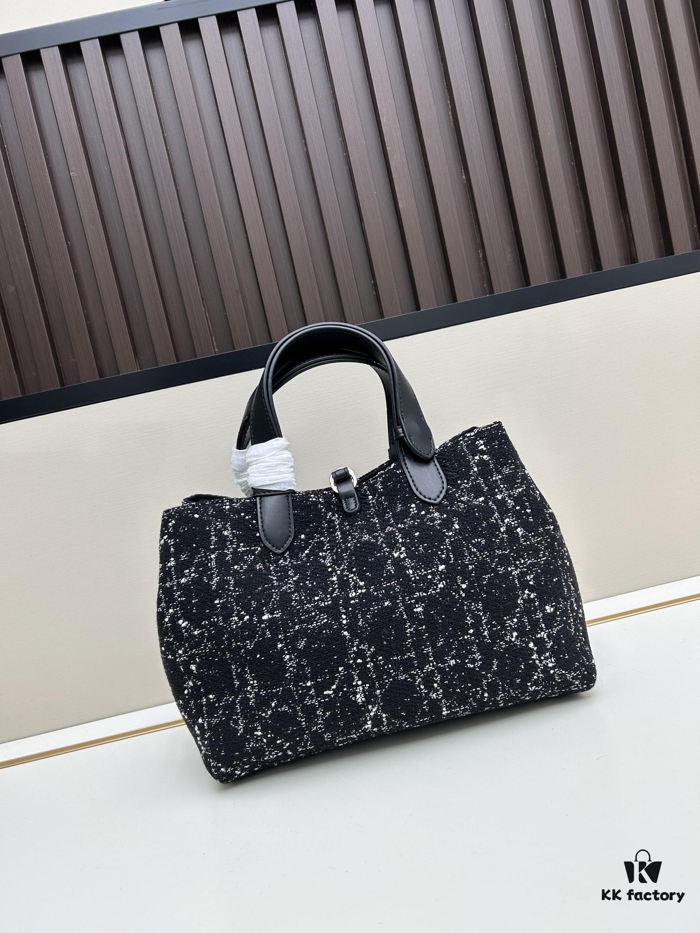 Medium Dior Toujours Bag in Black Calfskin with Cannage Stitching