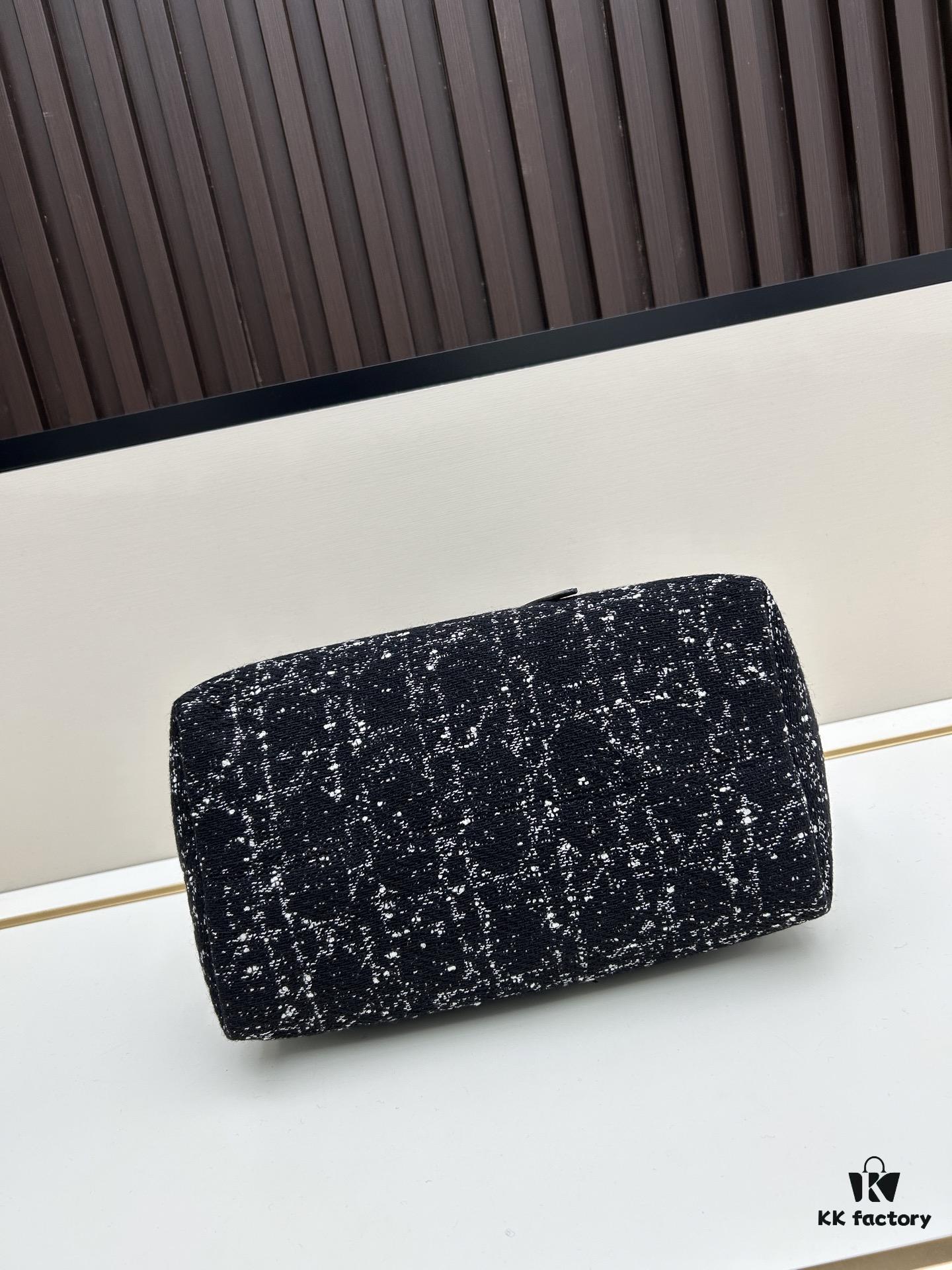 Medium Dior Toujours Bag in Black Calfskin with Cannage Stitching