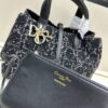 Medium Dior Toujours Bag in Black Calfskin with Cannage Stitching