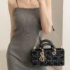 Dior Lady Bag in Black Tweed - Classic Design with Box