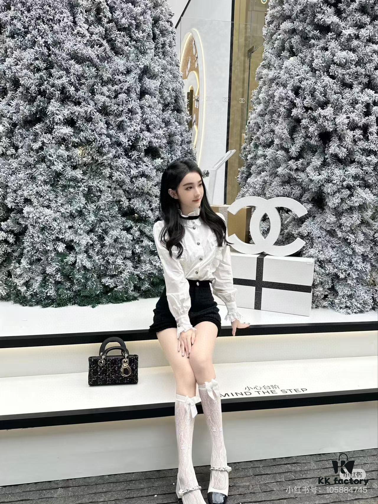 Dior Lady Bag in Black Tweed - Classic Design with Box