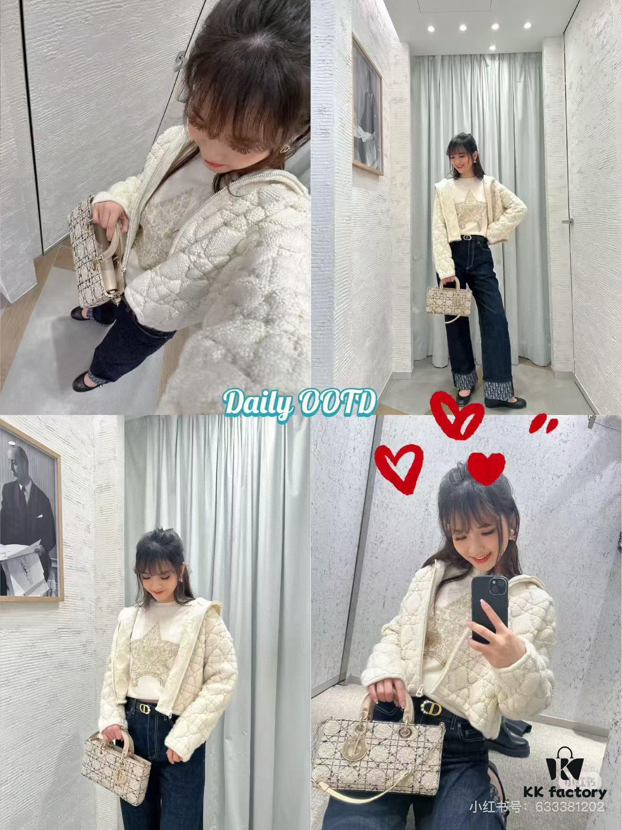 Dior Lady Bag in Black Tweed - Classic Design with Box