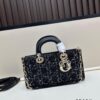 Dior Lady Bag in Black Houndstooth Canvas with Leather Trim