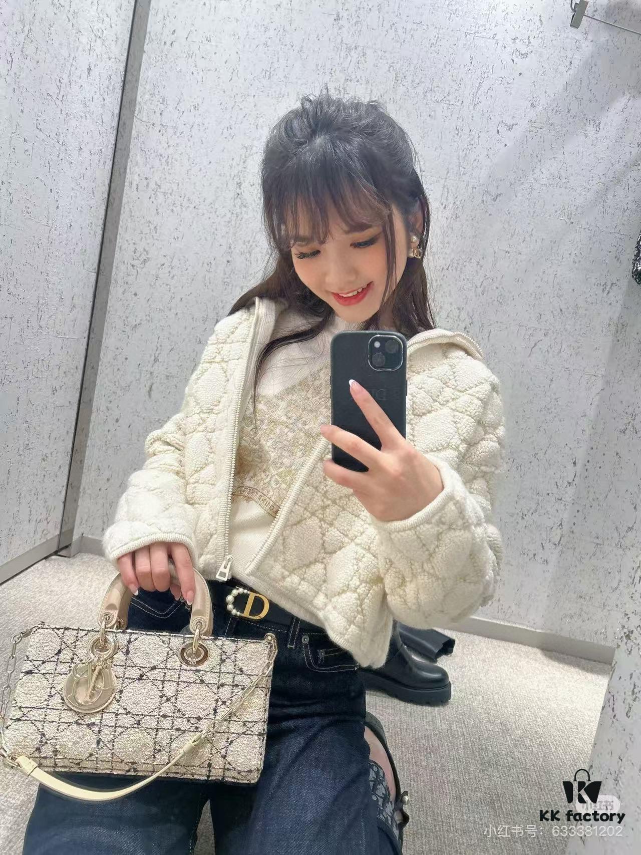 Dior Lady Bag in Black Tweed - Classic Design with Box