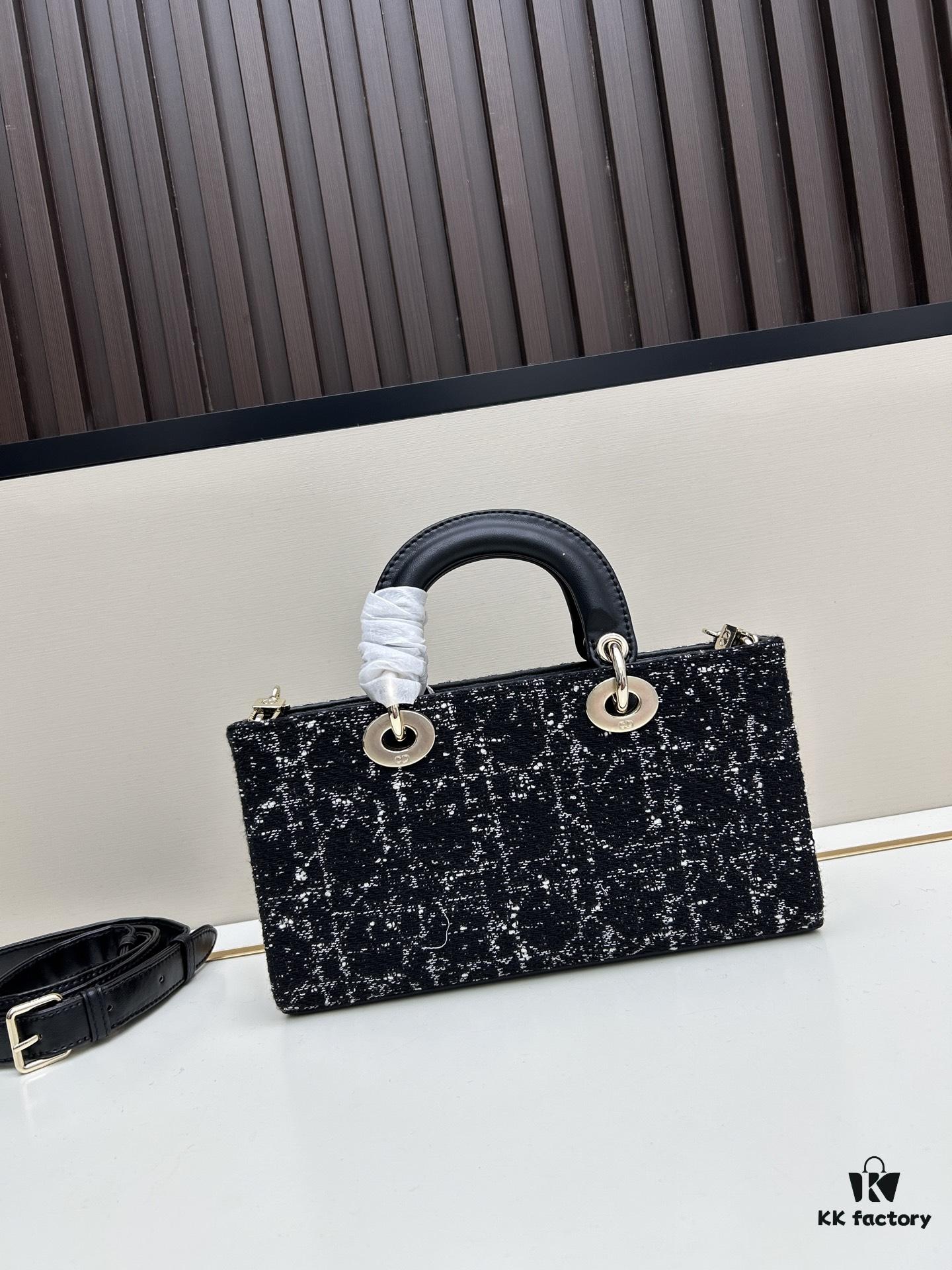 Dior Lady Bag in Black Tweed with Box