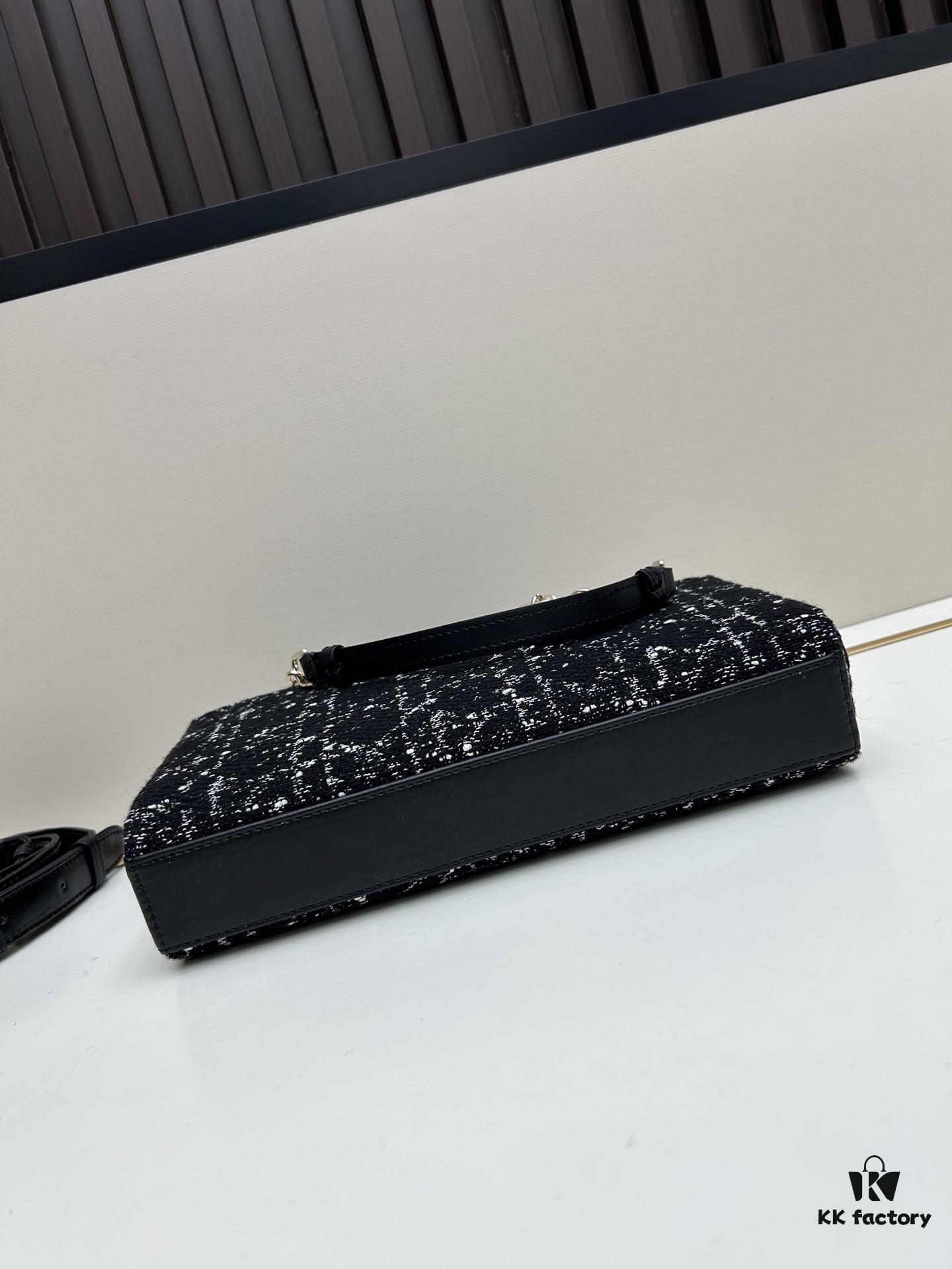 Dior Lady Bag in Black Tweed with Box