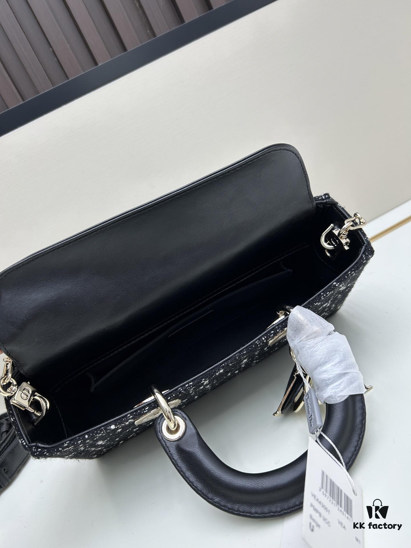 Dior Lady Bag in Black Tweed with Box