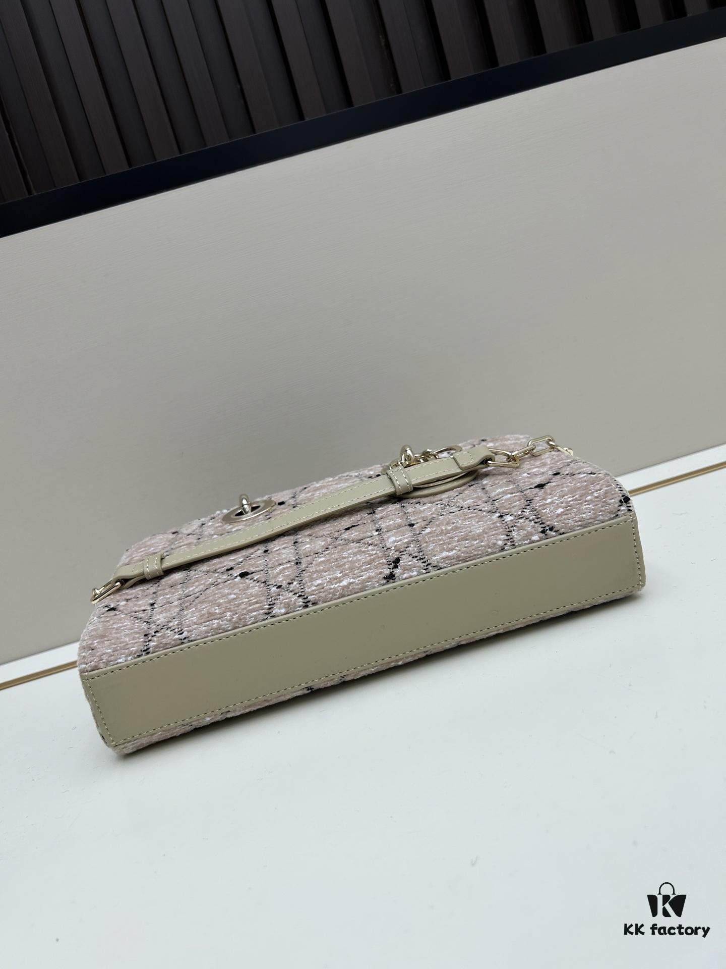 Dior Lady Bag in Black Houndstooth Canvas with Leather Trim