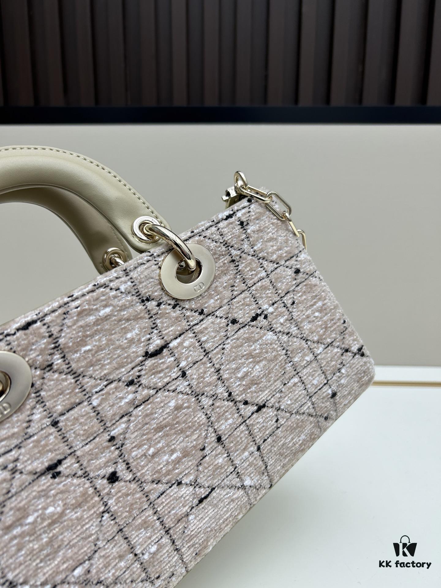 Dior Lady Bag in Black Houndstooth Canvas with Leather Trim