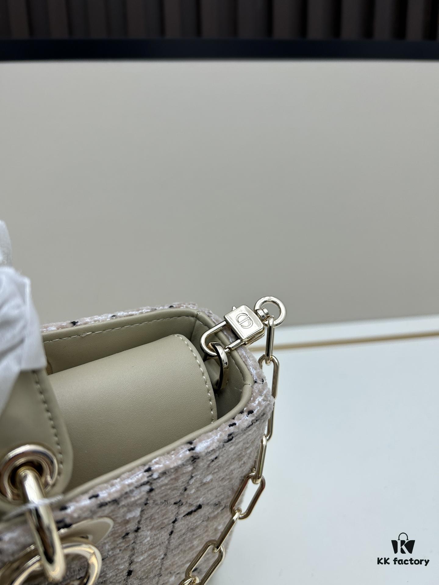 Dior Lady Bag in Black Houndstooth Canvas with Leather Trim