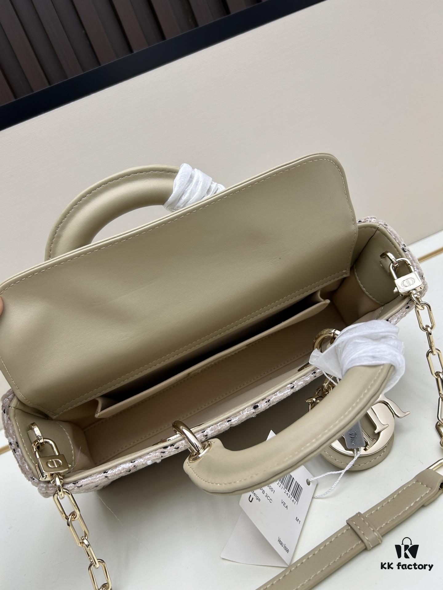 Dior Lady Bag in Black Houndstooth Canvas with Leather Trim