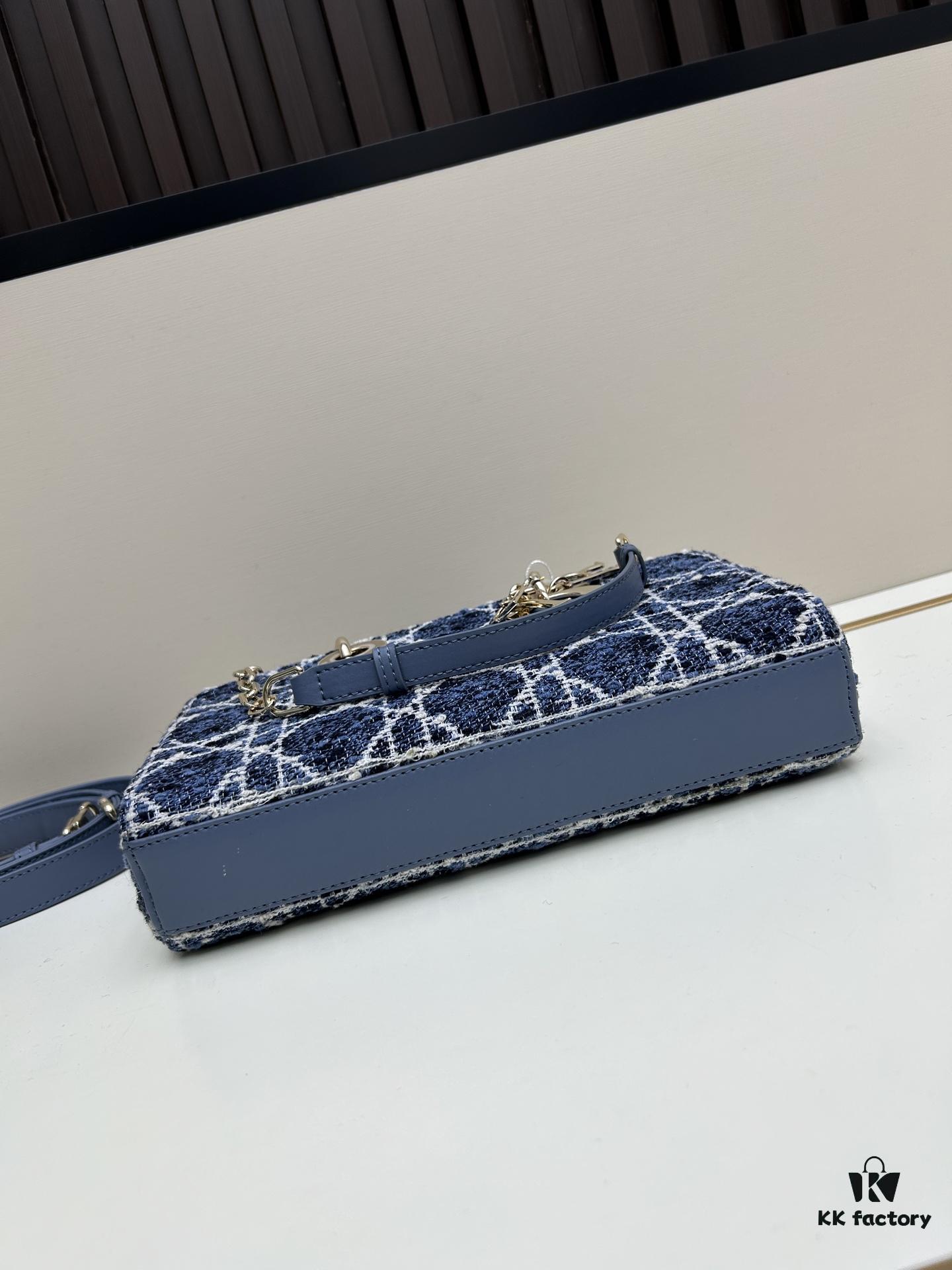 Dior Lady Bag in Black Herringbone Fabric with Box