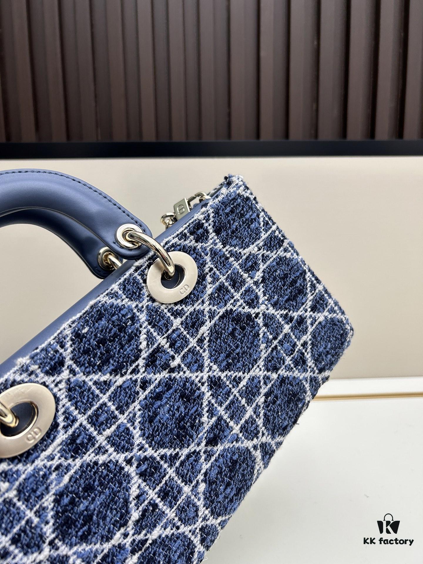 Dior Lady Bag in Black Herringbone Fabric with Box