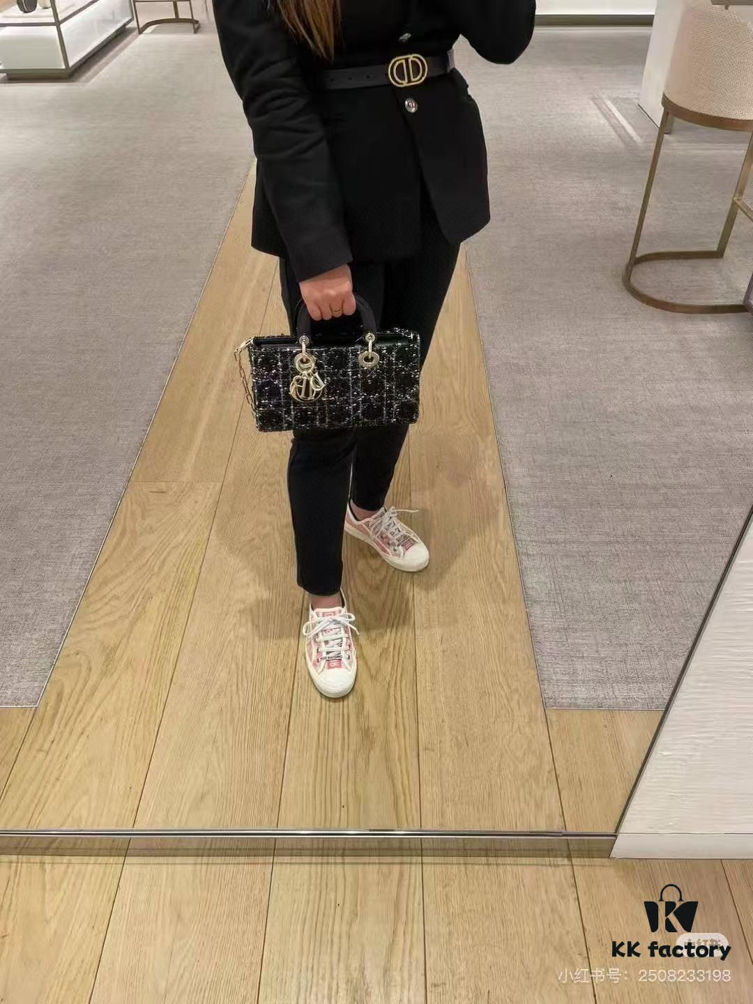 Dior Lady Bag in Black Tweed - Classic Design with Box