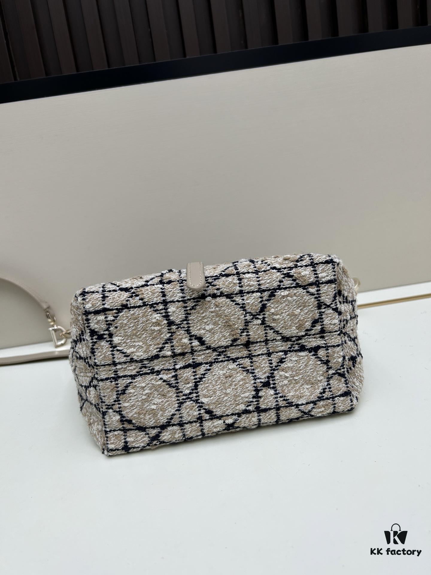 Dior Toujours Vertical Top Handle Bag in Blush Beige Calfskin with Cannage Stitching