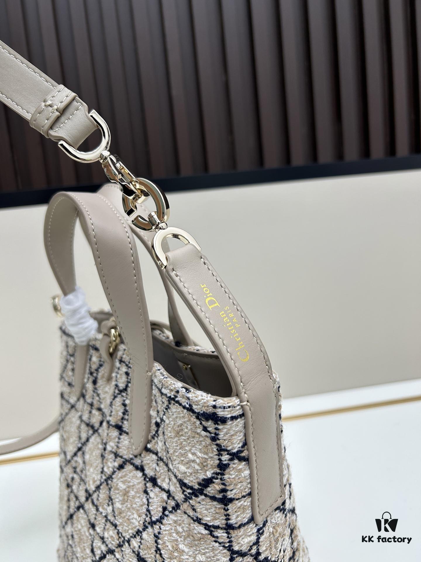 Dior Toujours Vertical Top Handle Bag in Blush Beige Calfskin with Cannage Stitching