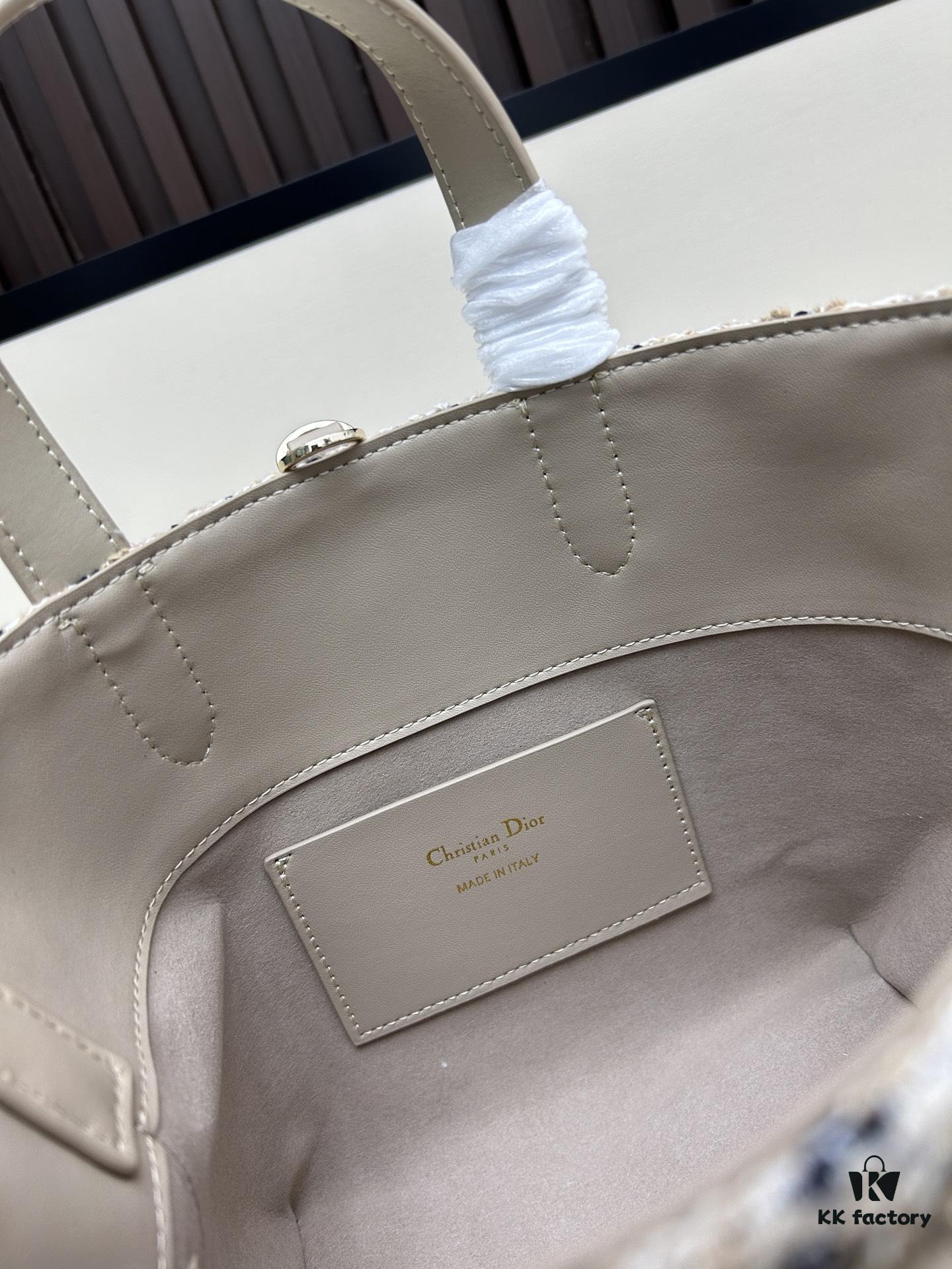 Dior Toujours Vertical Top Handle Bag in Blush Beige Calfskin with Cannage Stitching