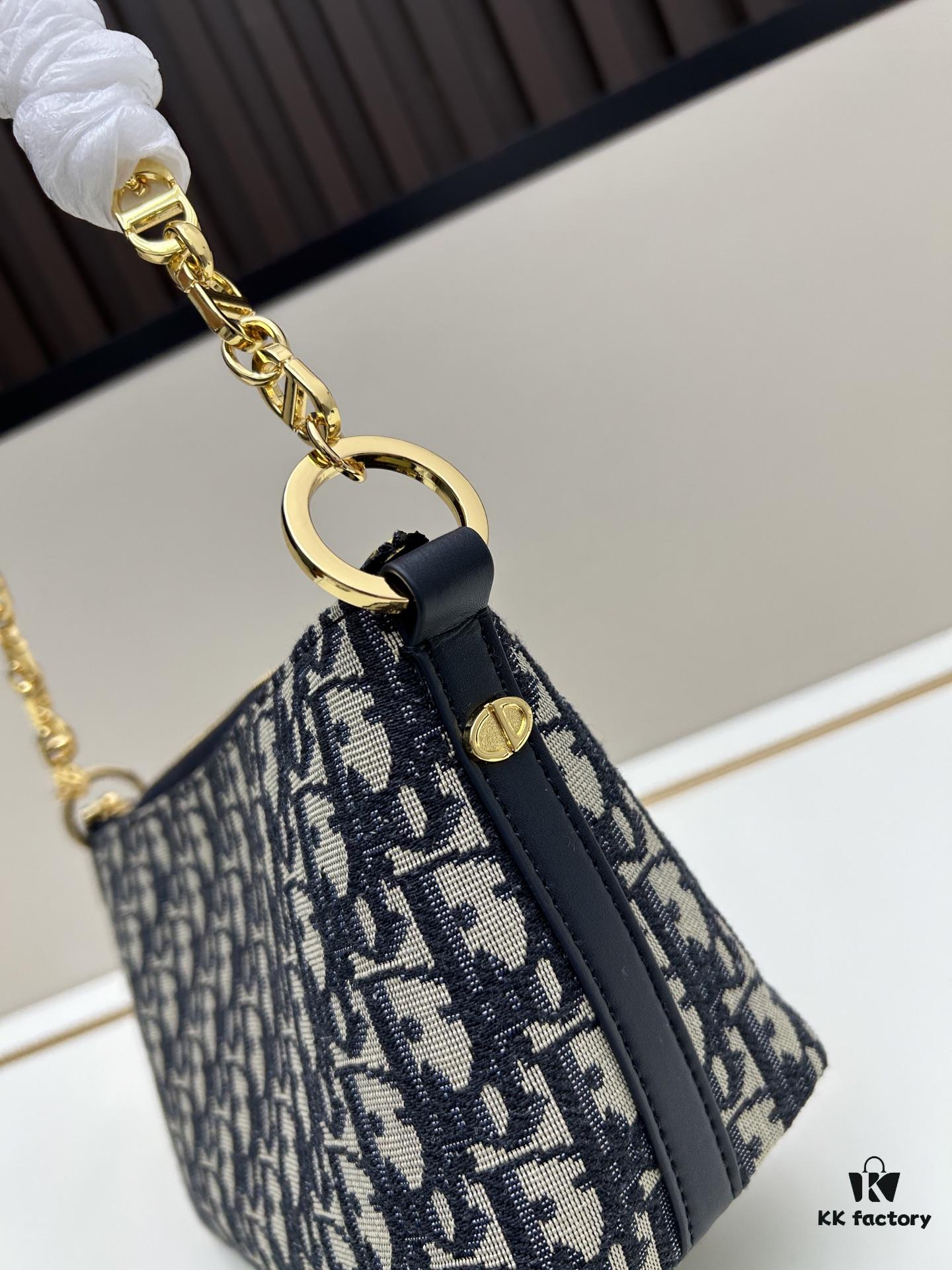 Diorstar Hobo Chain Bag in Blue Denim Dior Oblique Jacquard