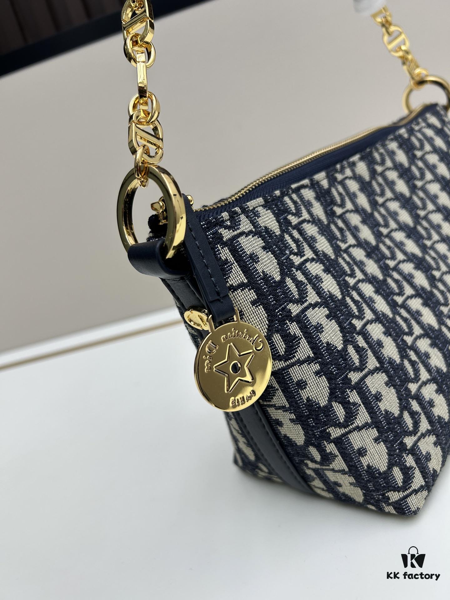 Diorstar Hobo Chain Bag in Blue Denim Dior Oblique Jacquard
