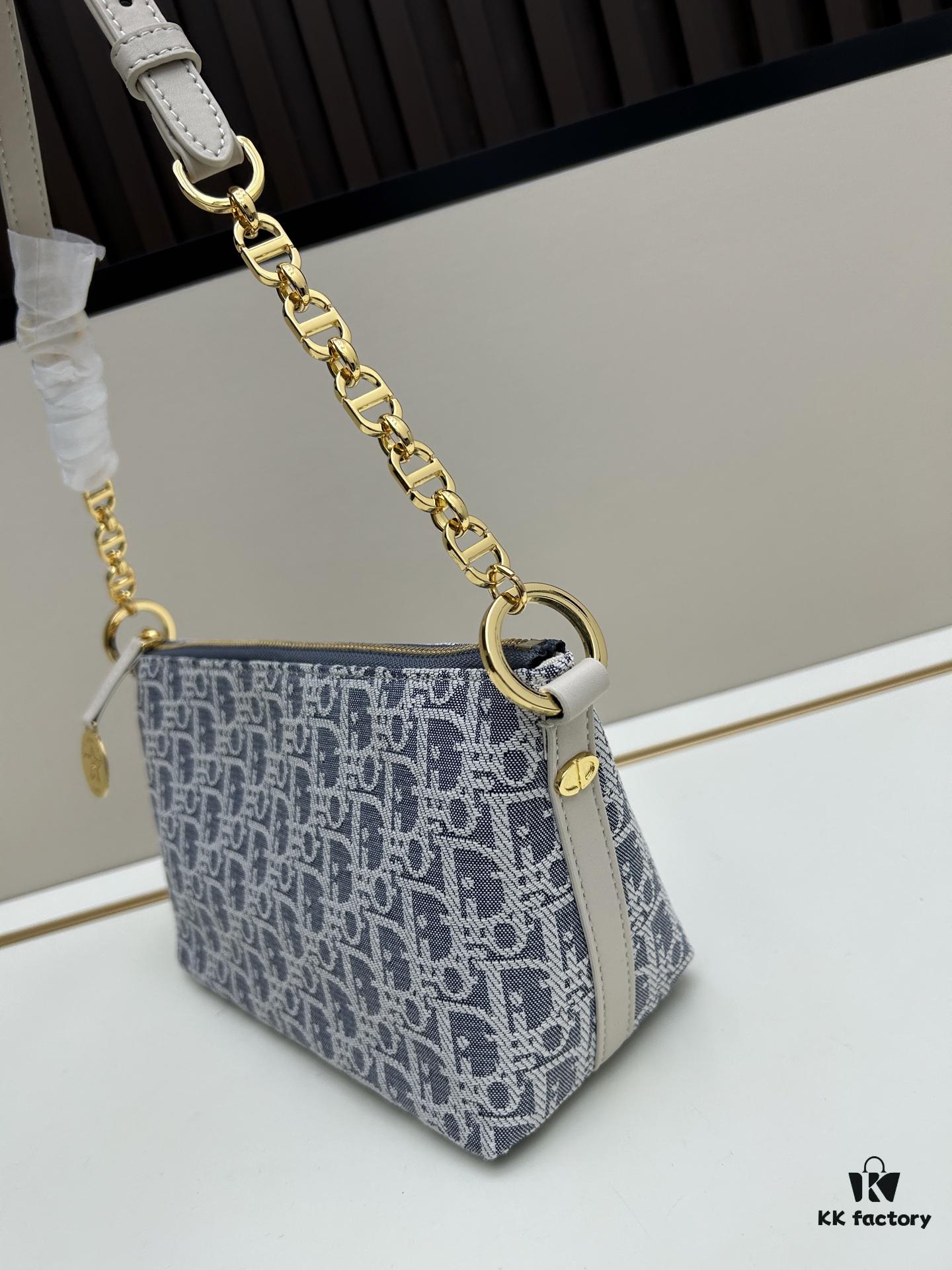 Diorstar Hobo Chain Bag in Blue Denim Dior Oblique Jacquard