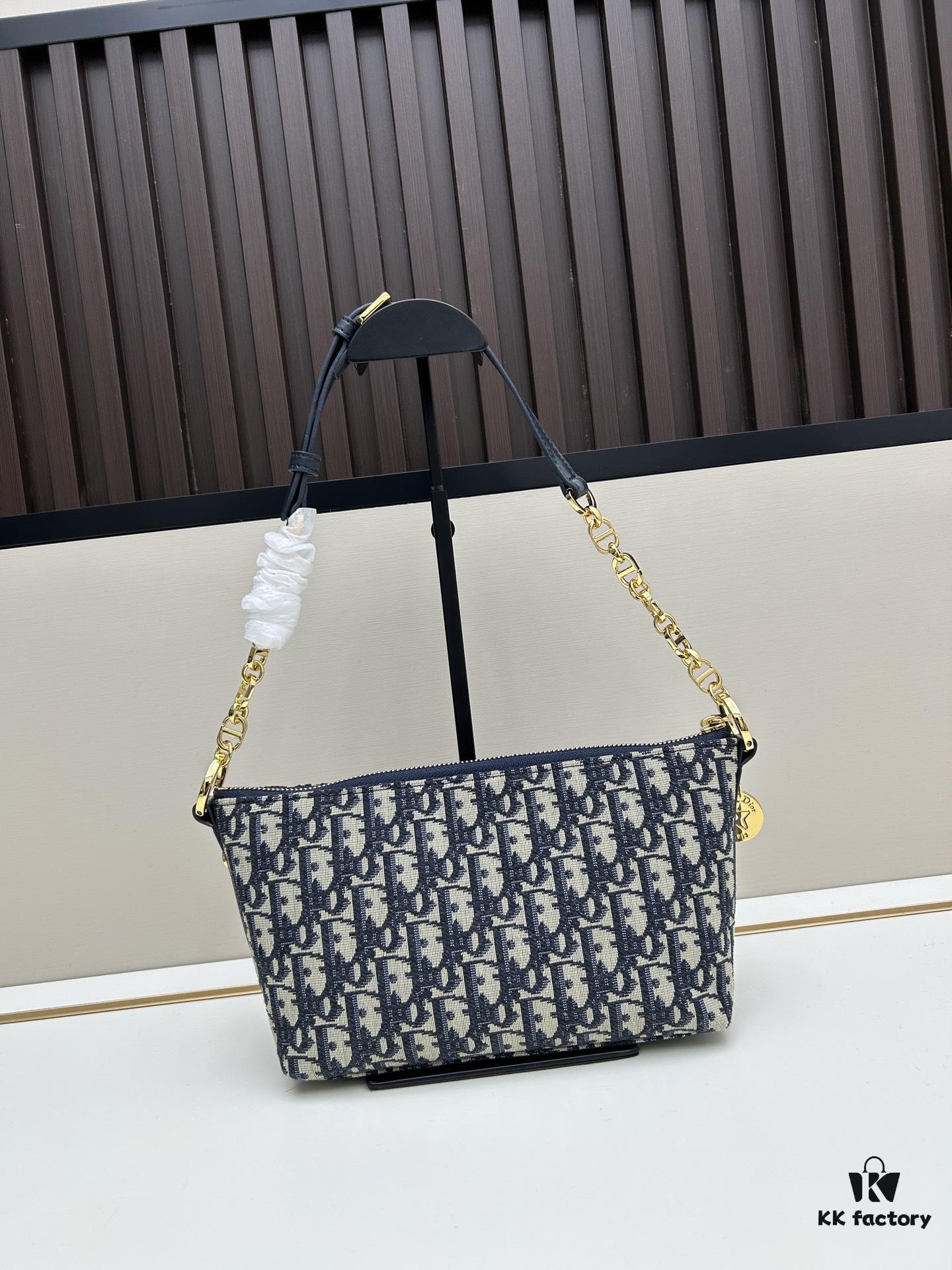 Diorstar Hobo Chain Bag in Blue Denim Dior Oblique Jacquard