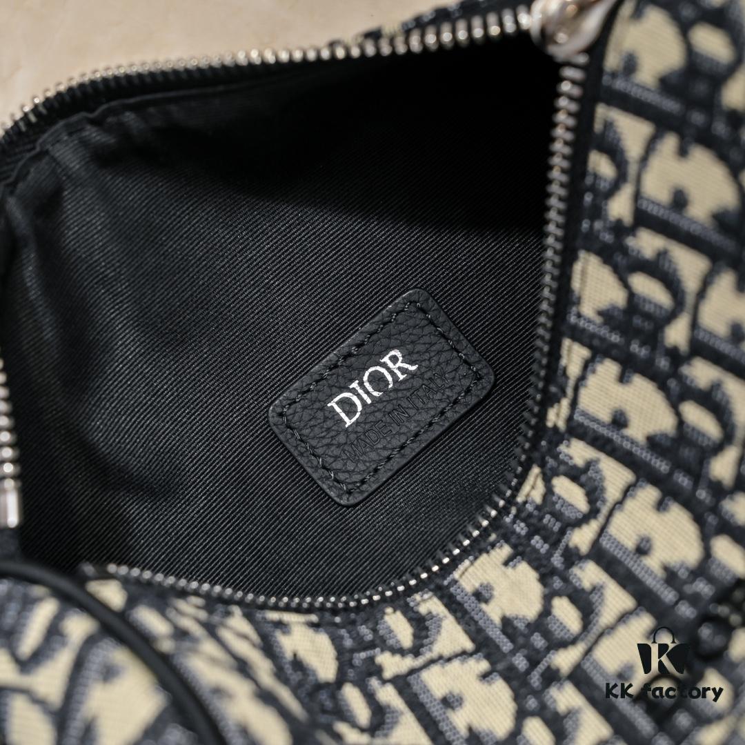 Dior 2024 Pre-Spring New Arrival OBLIQUE Printed Canvas Cylindrical Tote Bag with Tiger Head Box 🐯🖤 Adjustable and Removable Strap in Black Fabric and Calfskin Unisex Design