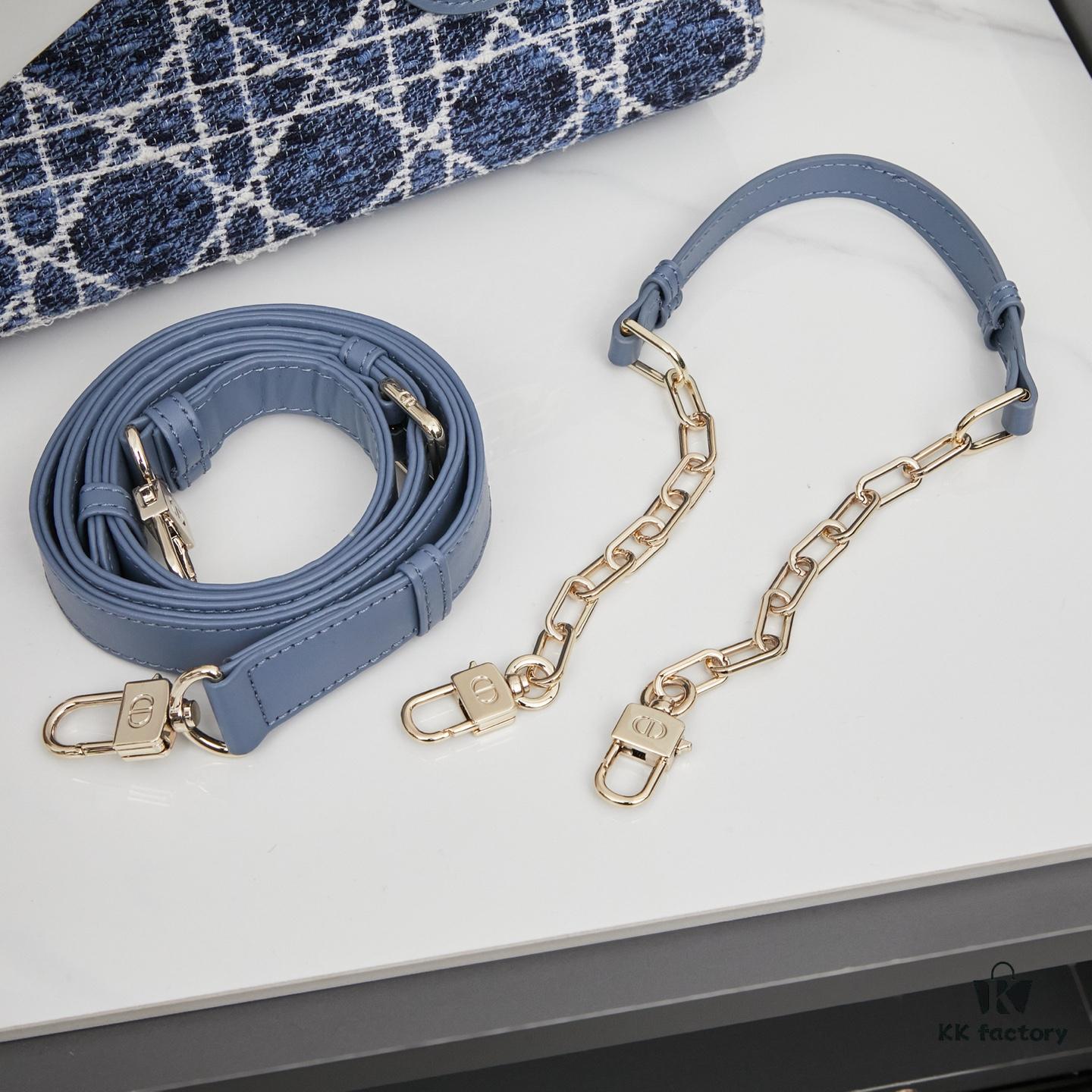 Dior Lady Bag in Black Houndstooth Canvas with Leather Trim