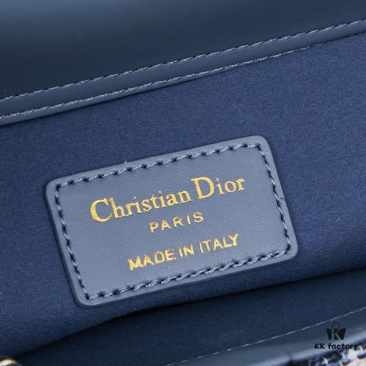 Dior Lady Bag in Black Houndstooth Canvas with Leather Trim