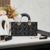 Lady Dior Tweed Black Leather Bag with Box