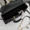 Lady Dior Tweed Black Leather Bag with Box
