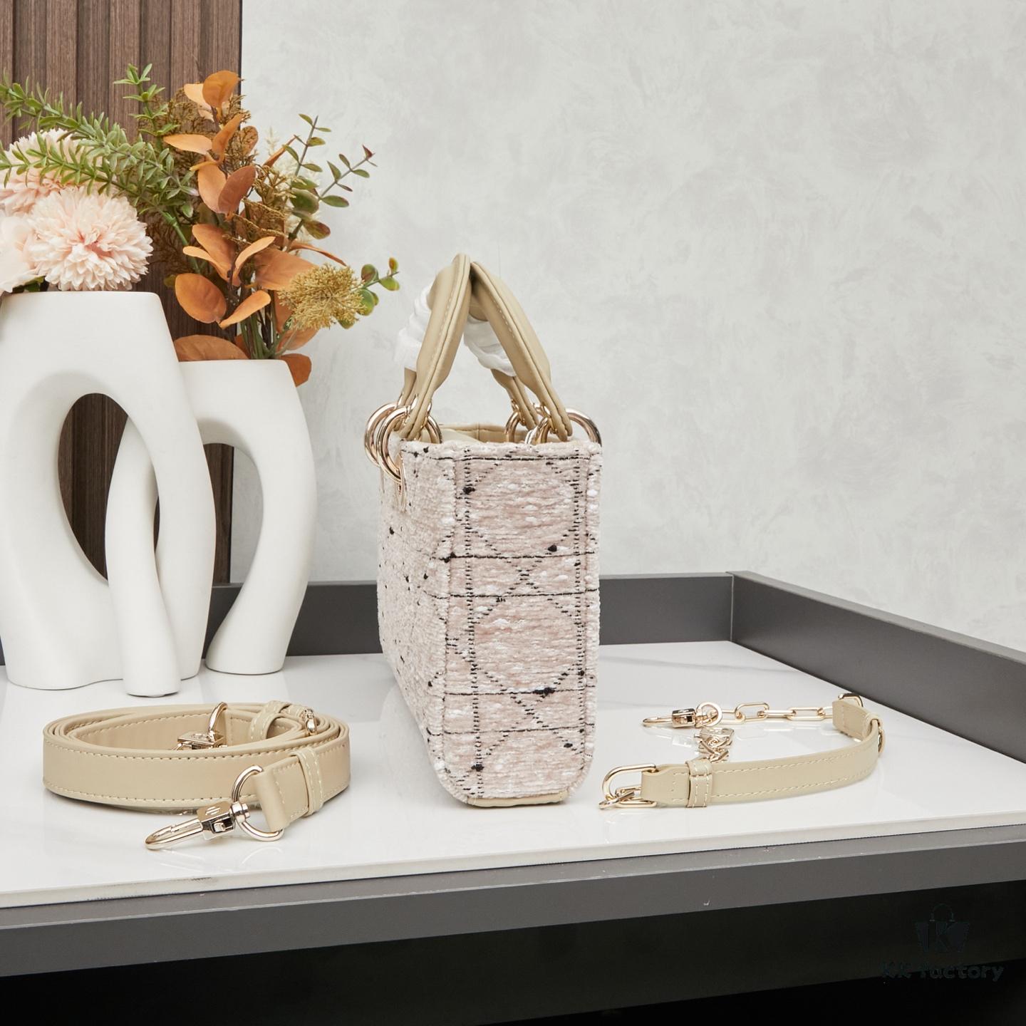 Dior Lady Bag in Black Tweed with Box