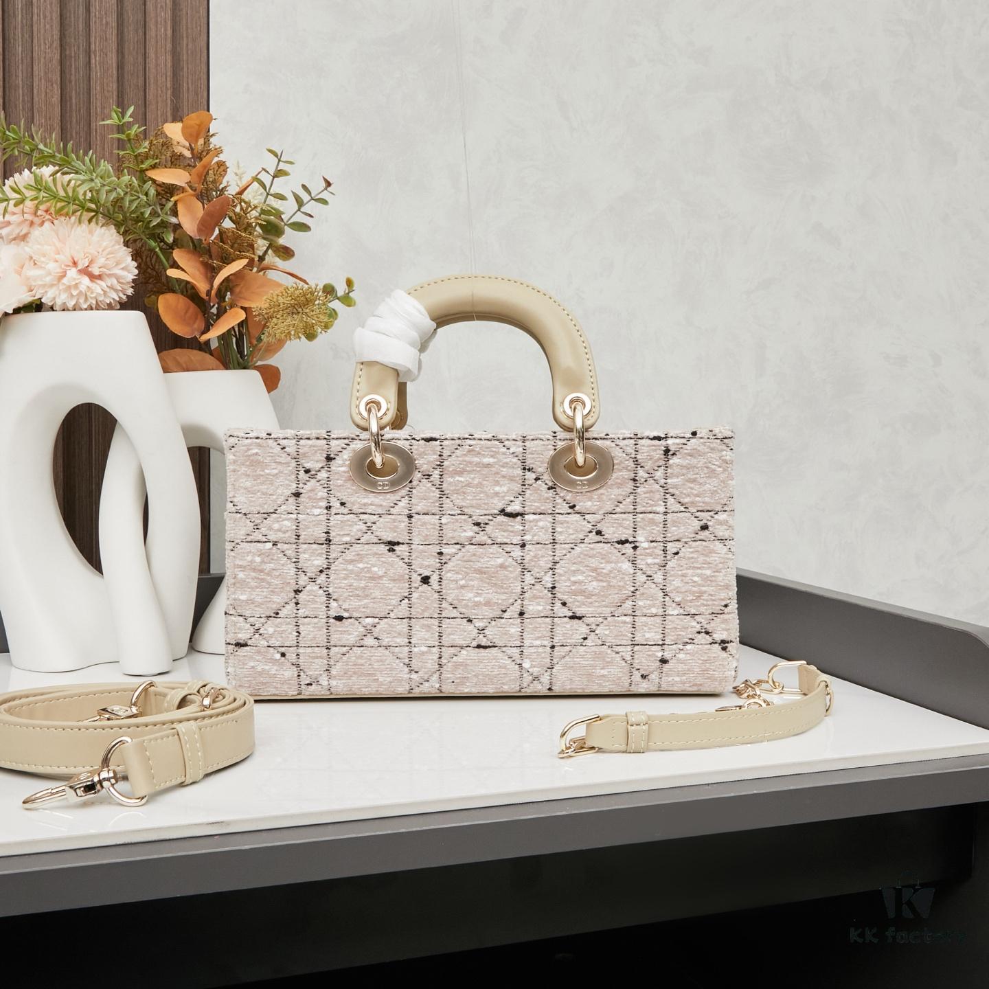 Dior Lady Bag in Black Tweed with Box