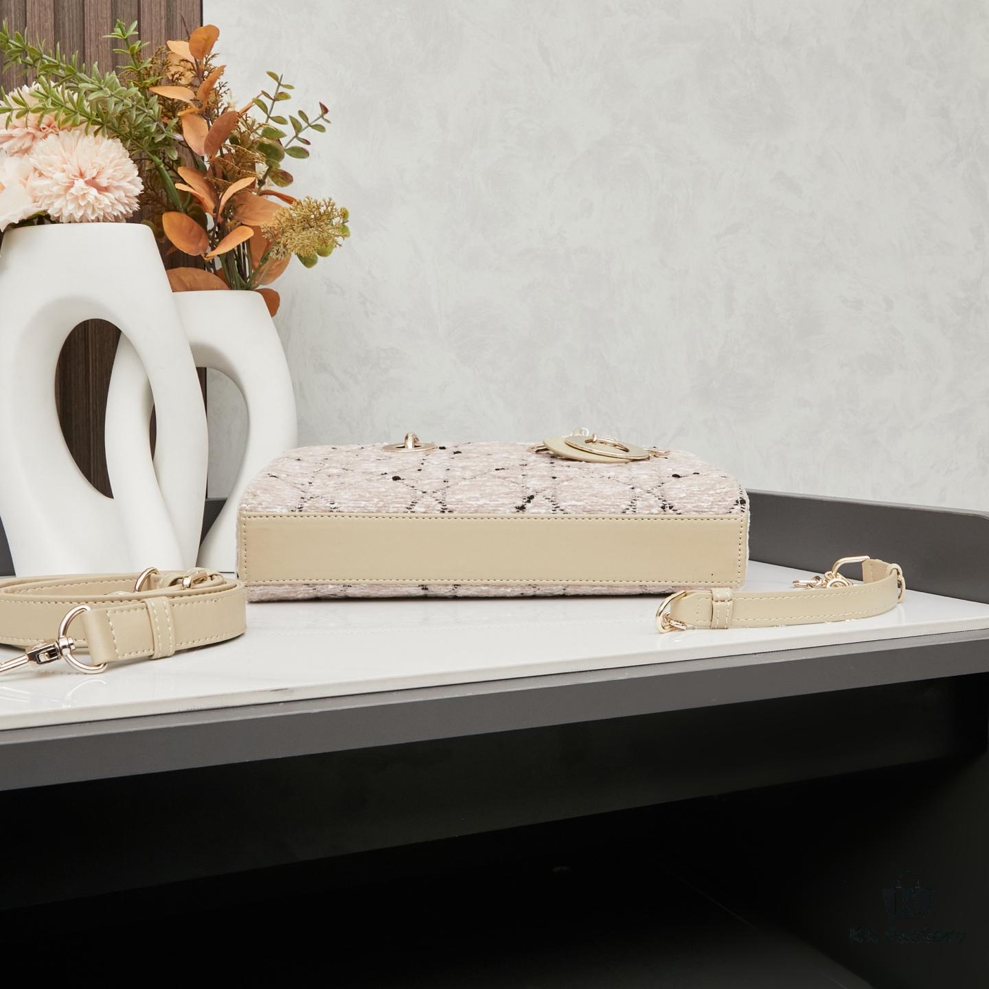 Dior Lady Bag in Black Tweed with Box