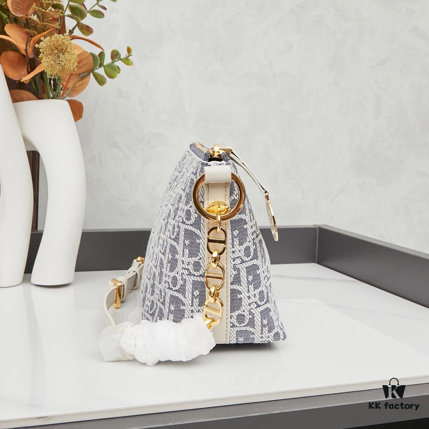 Diorstar Hobo Chain Bag in Blue Denim Dior Oblique Jacquard