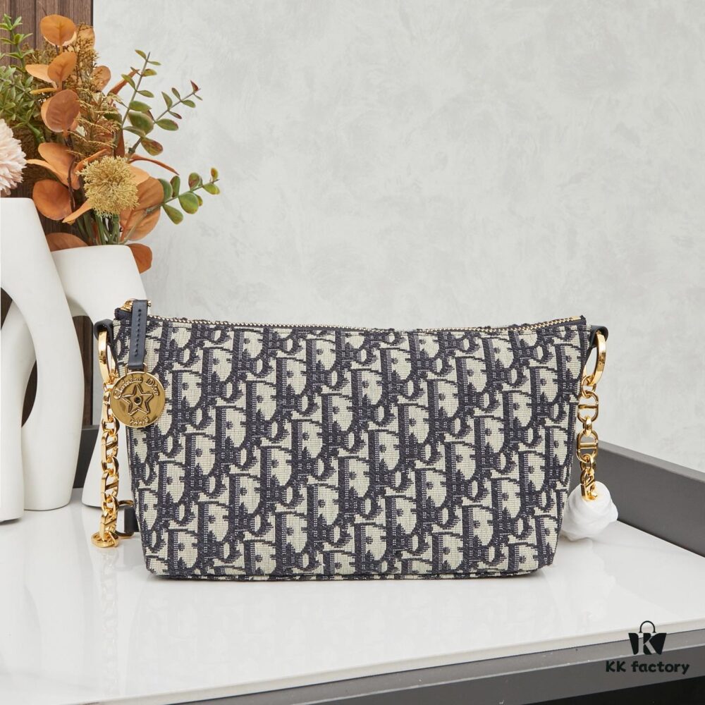 Diorstar Hobo Chain Bag in Blue Denim Dior Oblique Jacquard
