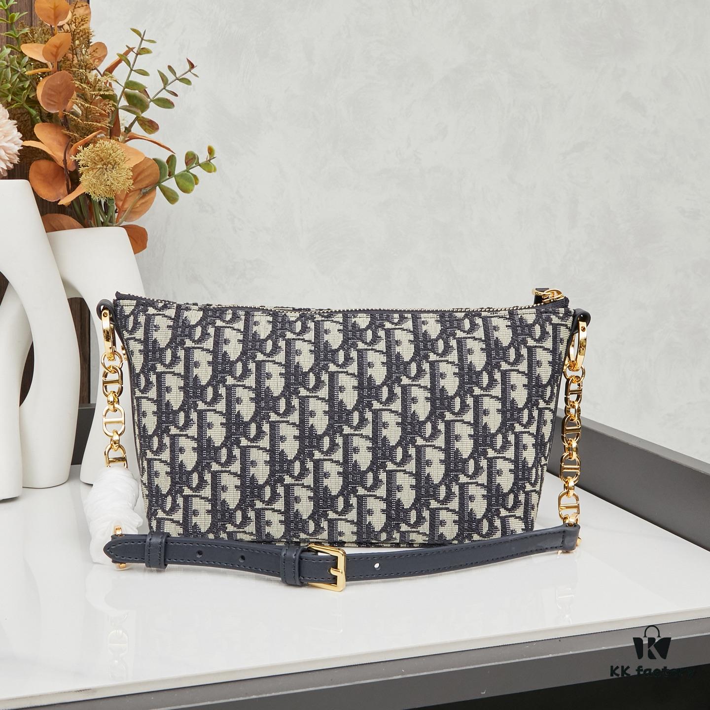 Diorstar Hobo Chain Bag in Blue Denim Dior Oblique Jacquard