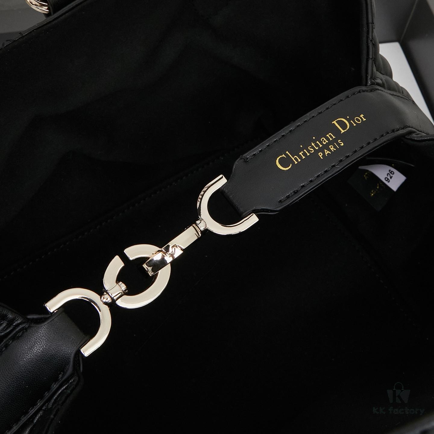 Dior Toujours Small Bag in Black Calfskin with Cannage Stitching