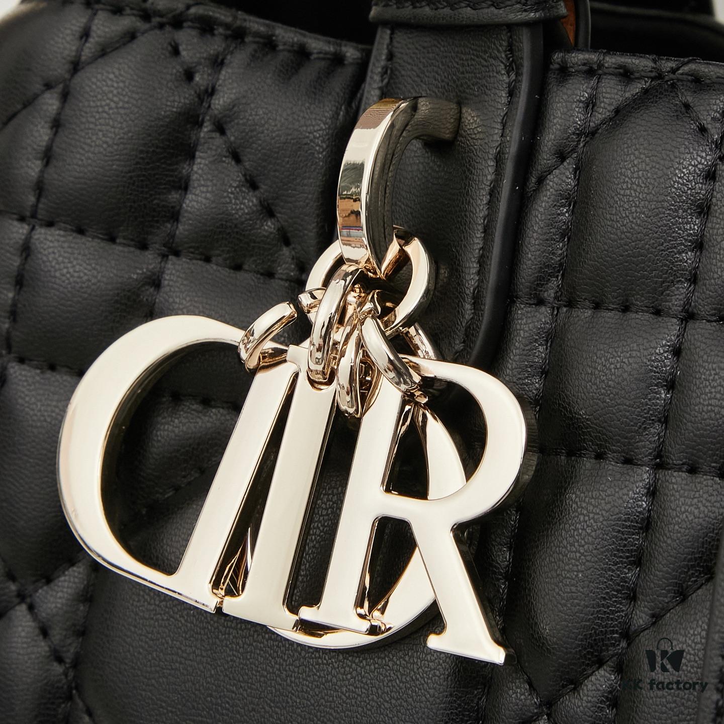 Dior Toujours Medium Bag in Black Calfskin with Cannage Stitching