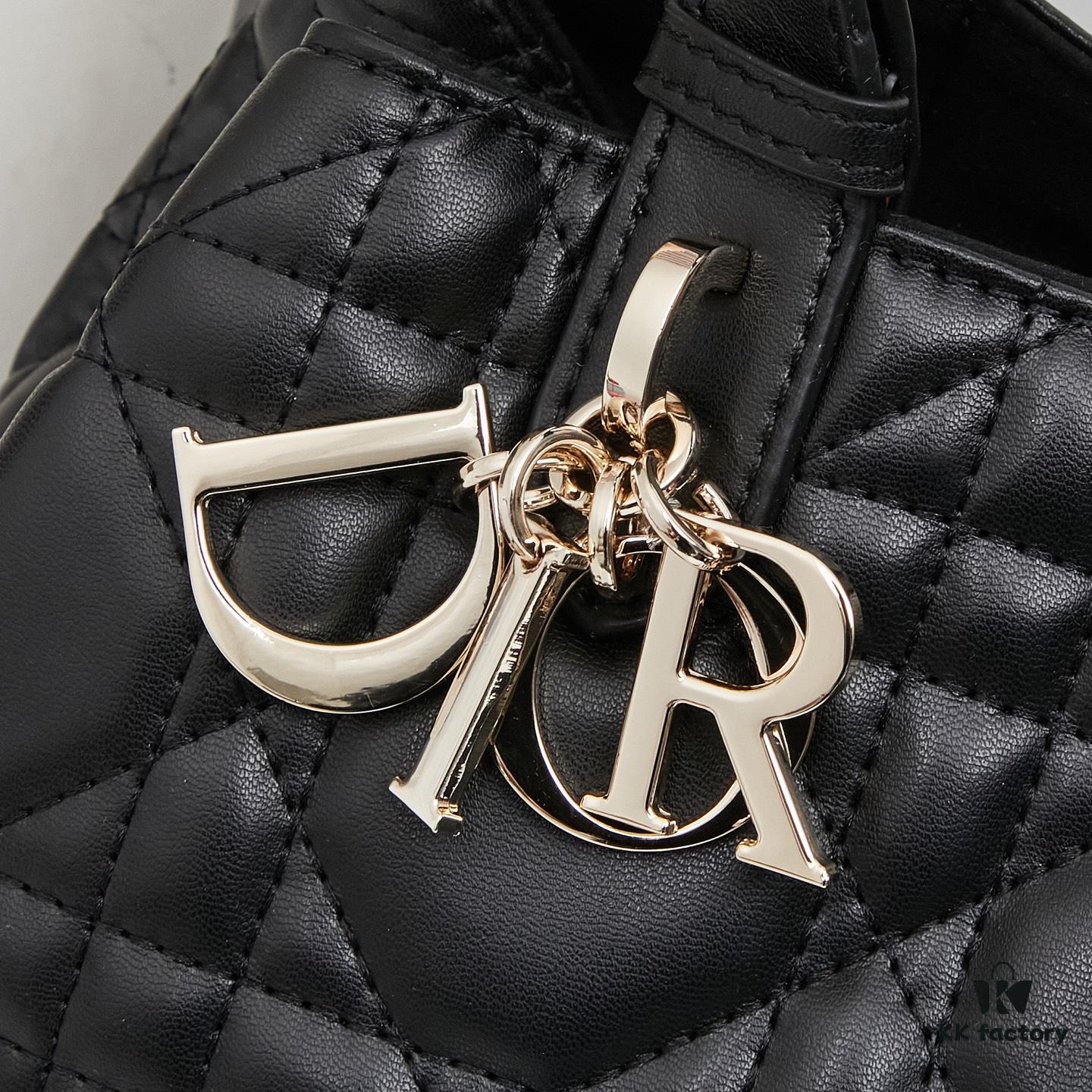 Dior Toujours Small Bag in Black Calfskin with Cannage Stitching