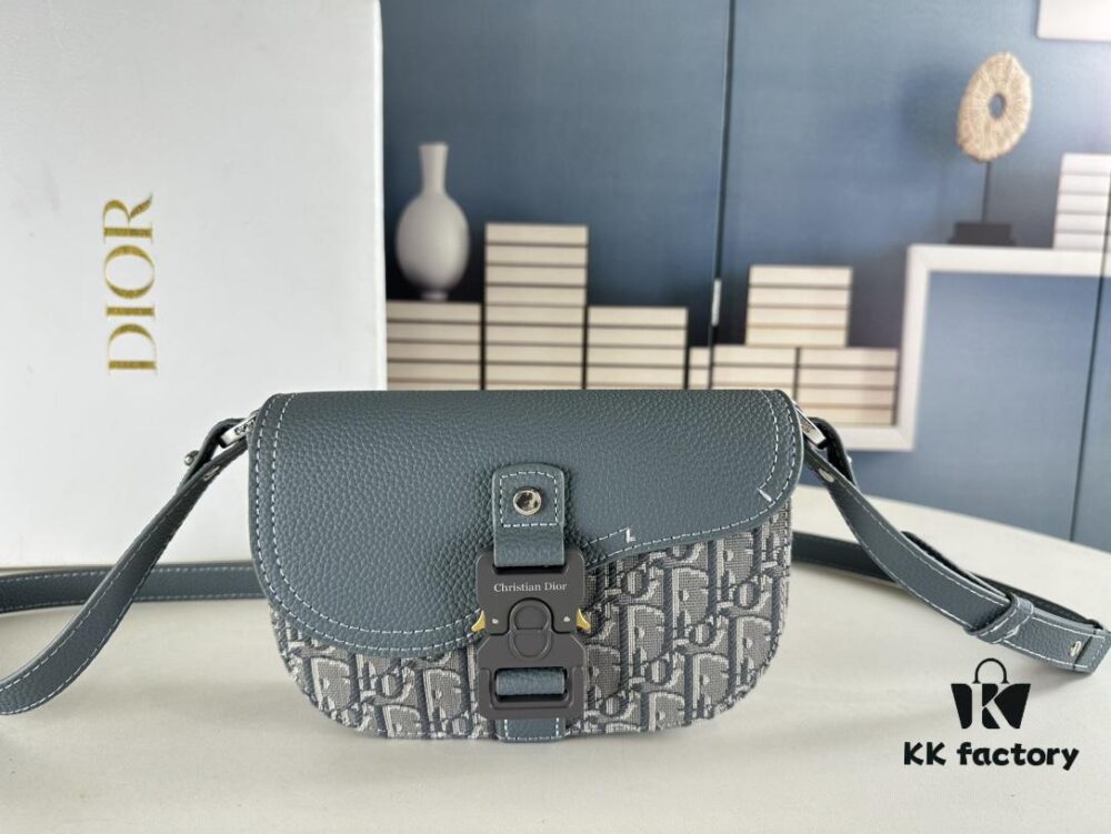 Dior Saddle Clutch with Shoulder Strap, Grainy Calfskin and Oblique Print