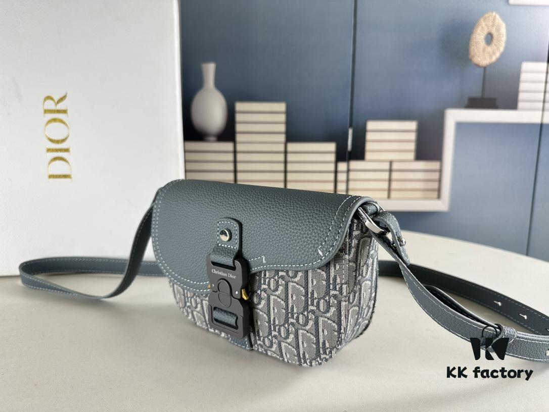 Dior Saddle Clutch with Shoulder Strap, Grainy Calfskin and Oblique Print