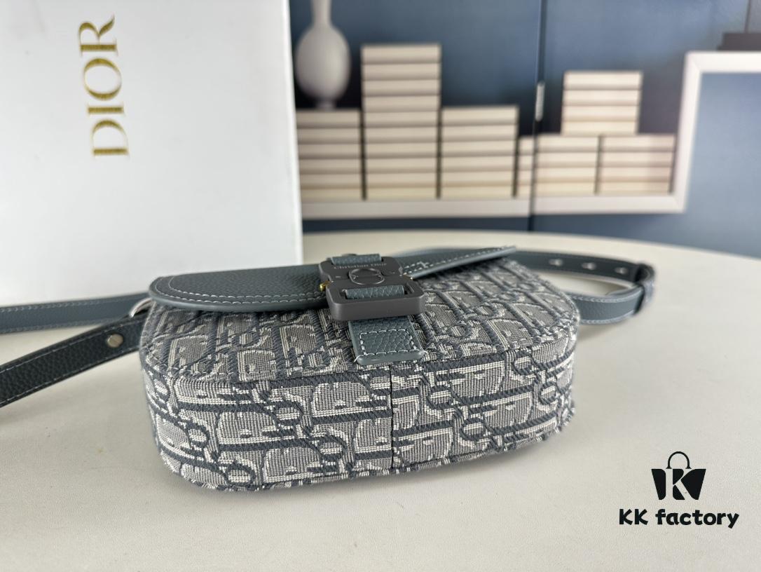 Dior Saddle Clutch with Shoulder Strap, Grainy Calfskin and Oblique Print